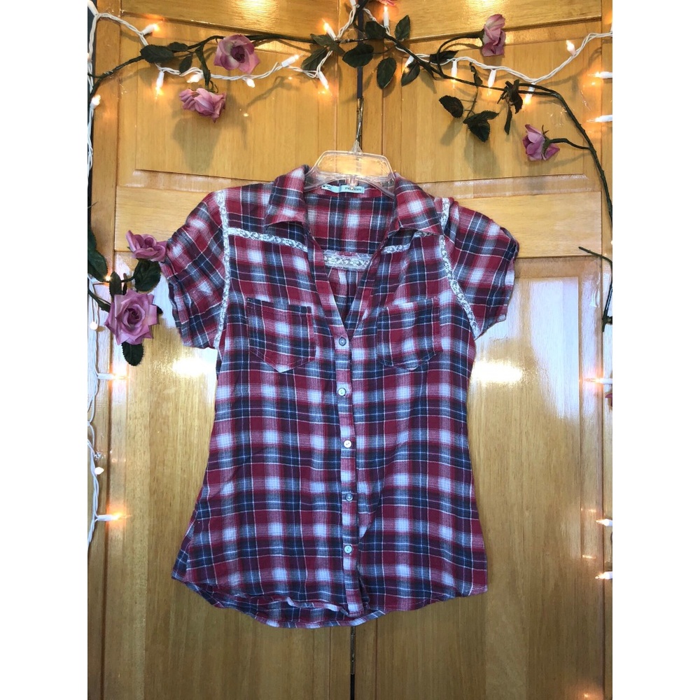 short sleeve flannel button up
